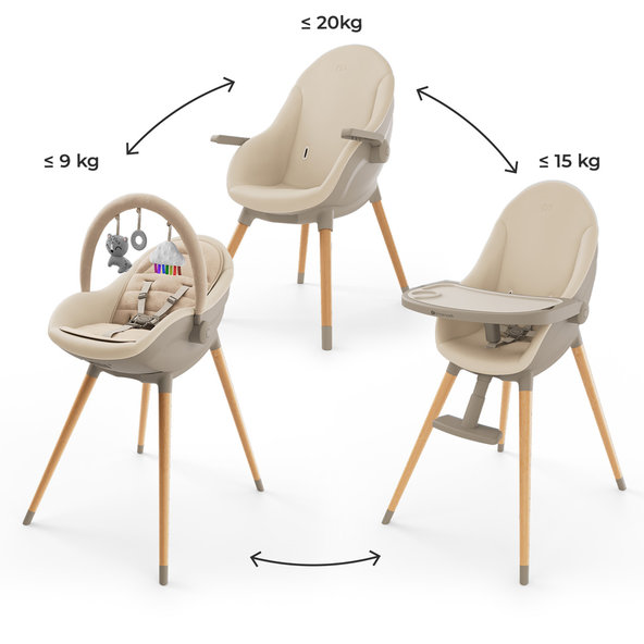 Kinderkraft jídelní židlička a lehátko Fini Up 3v1 Beige