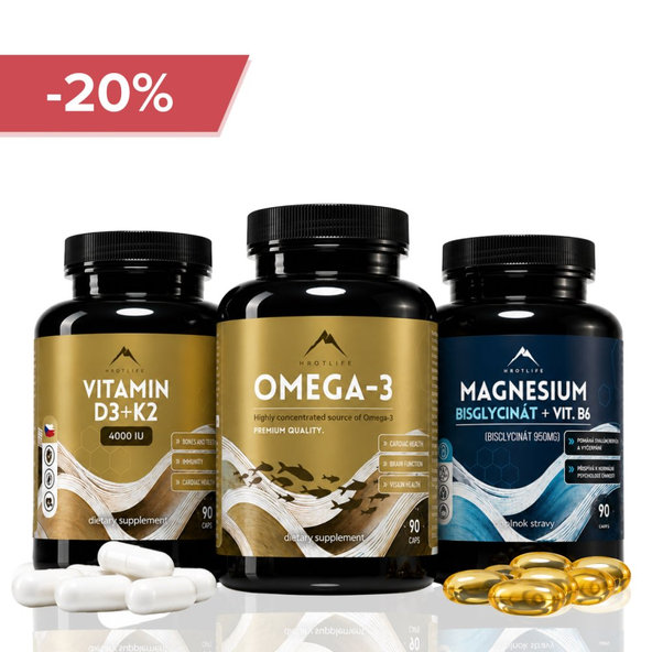 Hrotlife Podzimní protokol Vitamin D3+K2 + Omega-3 + Magnesium bisglycinát