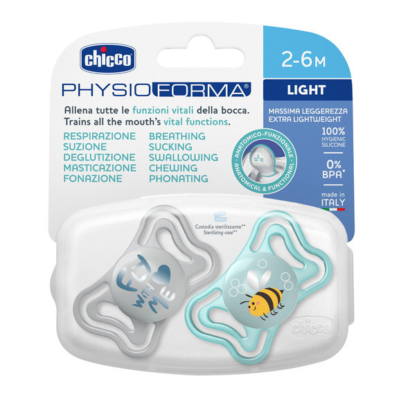 Chicco dudlík Physio Light silikonový kluk 2–6 m 2 ks