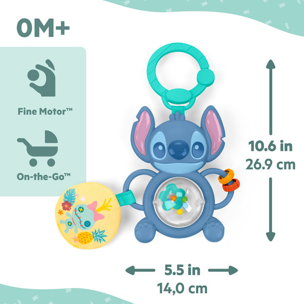 BRIGHT STARTS Senzorická hračka na C-kroužku Stitch Tummy Tumble™ 0m+