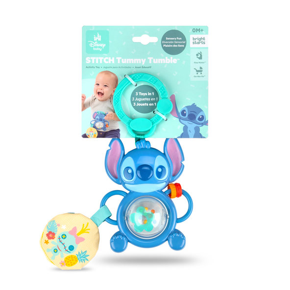 BRIGHT STARTS Senzorická hračka na C-kroužku Stitch Tummy Tumble™ 0m+