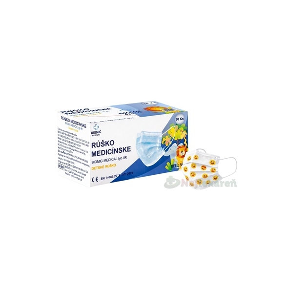Biomic dětská medicínská rouška typ IIR se smajlíky 50 ks