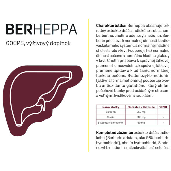 Berheppa na zníženie tuku v pečeni 60 tabliet