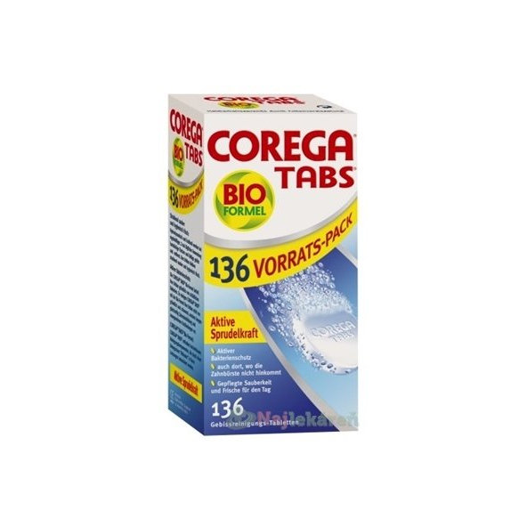Corega Bio čisticí tablety na zubní náhrady 136 ks