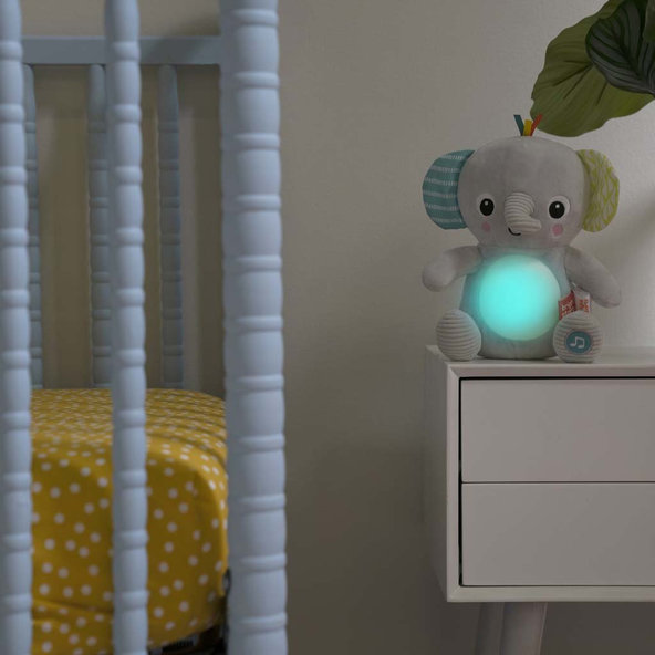 Bright Starts hudobná svietiaca plyšová hračka Hug-a-bye Baby sloník 0m+
