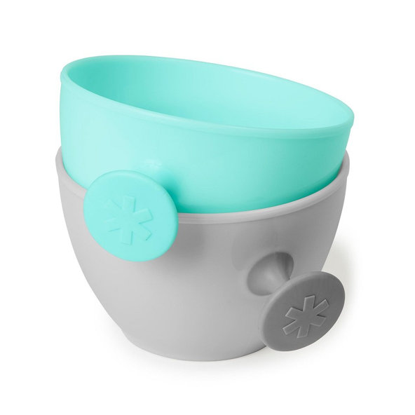SKIP HOP Easy-Feed Mealtime Jídelní set s hrníčkem Teal/Grey 6 m+