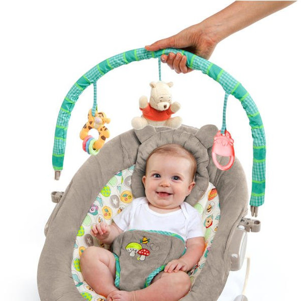 Bright Starts vibrujúce lehátko Winnie the Pooh Dots & Hunny 0m+ 9 kg