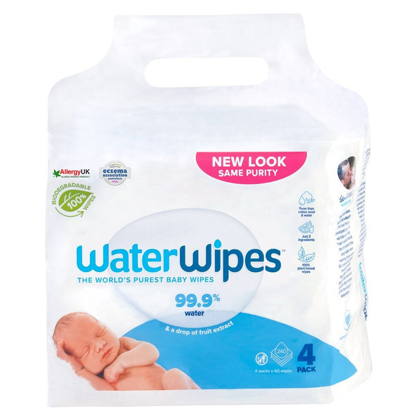 WaterWipes 100% BIO odbouratelné ubrousky 4x60 ks