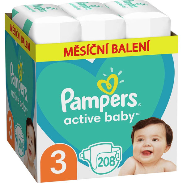 Pampers Active Baby jednorázové pleny 6–10 kg vel. 3 208 ks