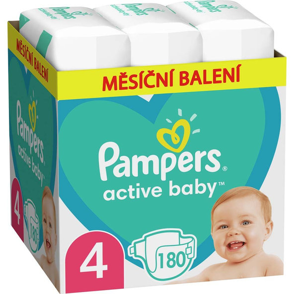 Pampers Active Baby jednorázové pleny 9–14 kg vel. 4 180 ks
