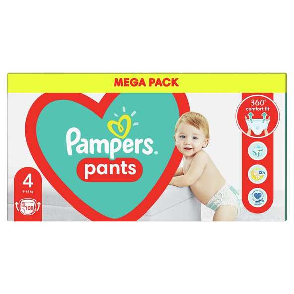 Pampers Pants plenkové kalhotky 9–15 kg vel. 4 108 ks