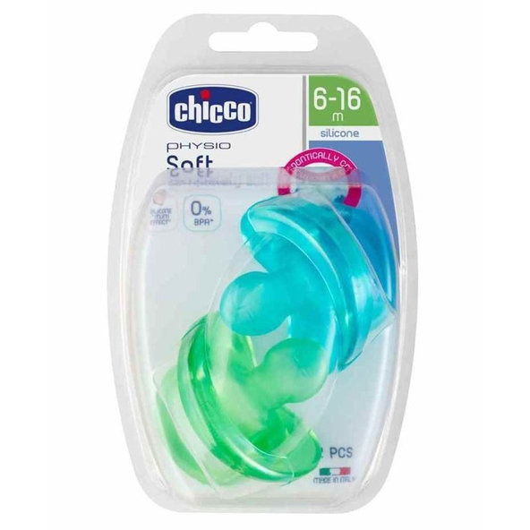 Chicco Physio Soft dudlík celosilikonový kluk 6–16 m 2 ks