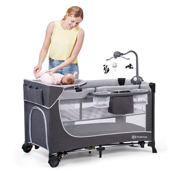 Kinderkraft cestovná postieľka Leody Grey