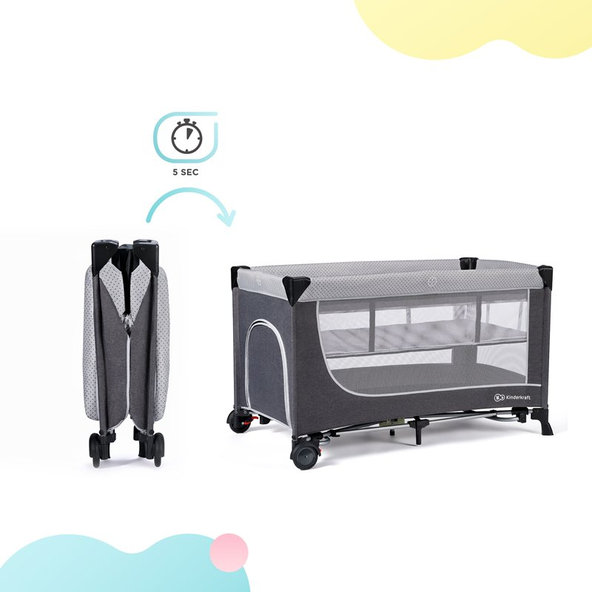 Kinderkraft cestovní postýlka Leody Grey