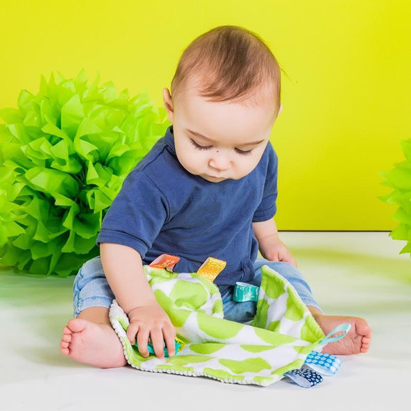 Bright Starts maznavá dečka Little Taggies zelené bodky 0m+