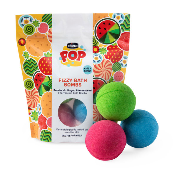 CHICCO Šumivé koupelové bomby POP pro děti a teenagery 3 ks