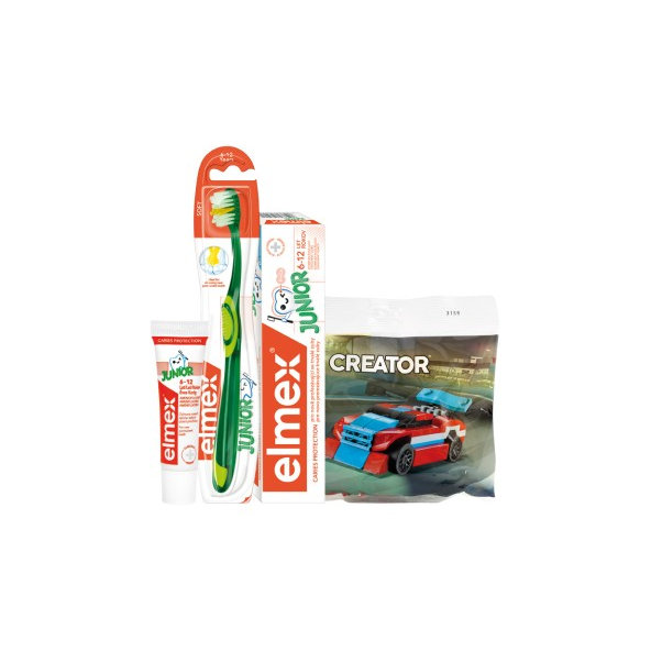 Elmex Junior balíček pasta 50 ml + kartáček + ústní voda 400 ml