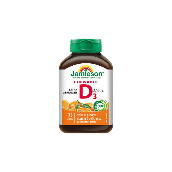 Jamieson Vitamin D3 2500 IU pomeranč 75 cucacích tablet