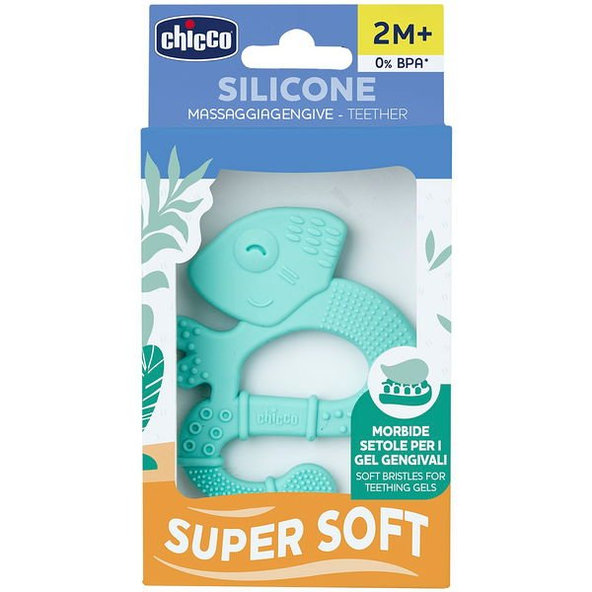 Chicco silikonové kousátko Super Soft chameleon modrý 2 m+