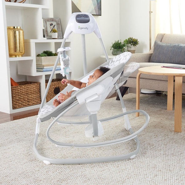 Ingenuity houpačka USB 2v1 s vibrací a melodií Raylan 0 m+ do 9 kg