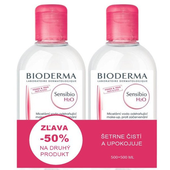BIODERMA Sensibio H2O micelární voda 500 + 500 ml