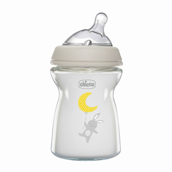 Chicco skleněná kojenecká láhev Natural Feeling 250 ml 0 m+