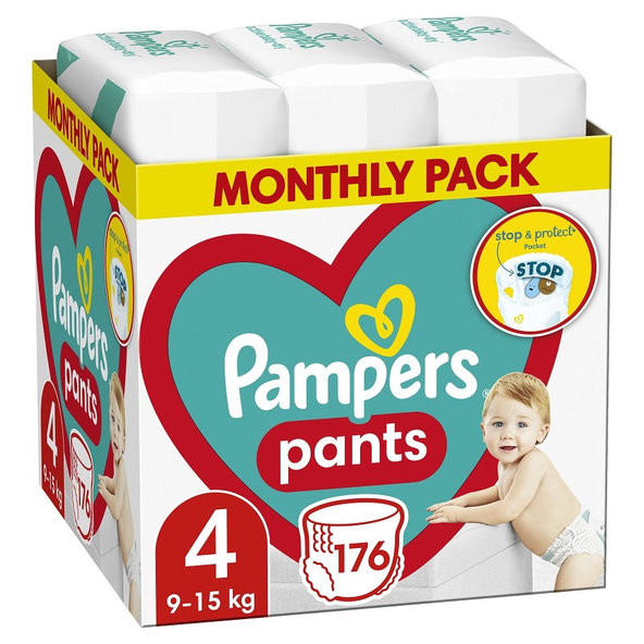 Pampers Active Baby Dry Pants plenkové kalhotky 9–15 kg vel. 4 176 ks