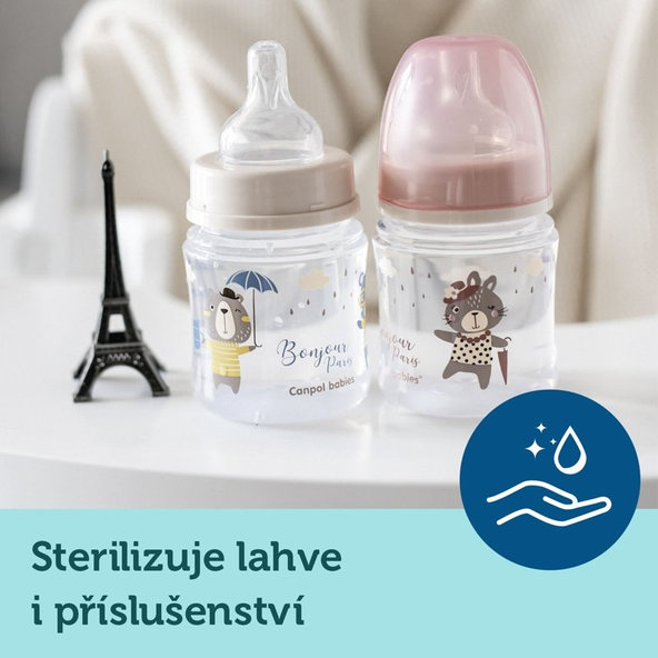 Canpol Babies Bonjour Paris široká kojenecká láhev modrá 240 ml