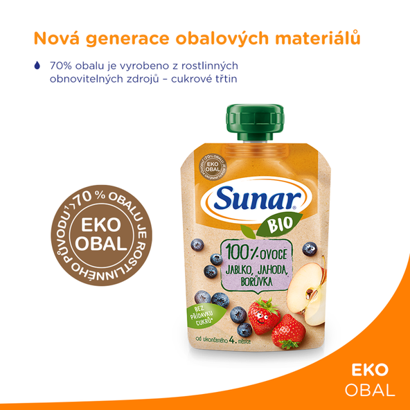 Sunar BIO kapsička jablko jahoda borůvka 6x100 g