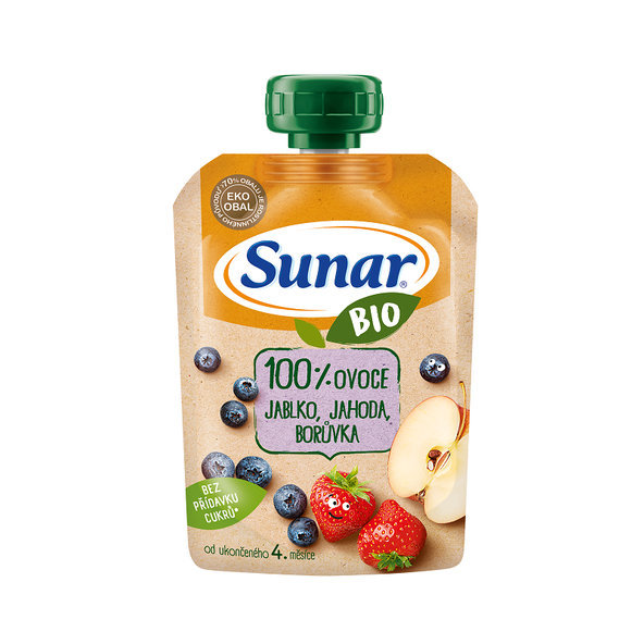 Sunar BIO kapsička jablko jahoda borůvka 6x100 g