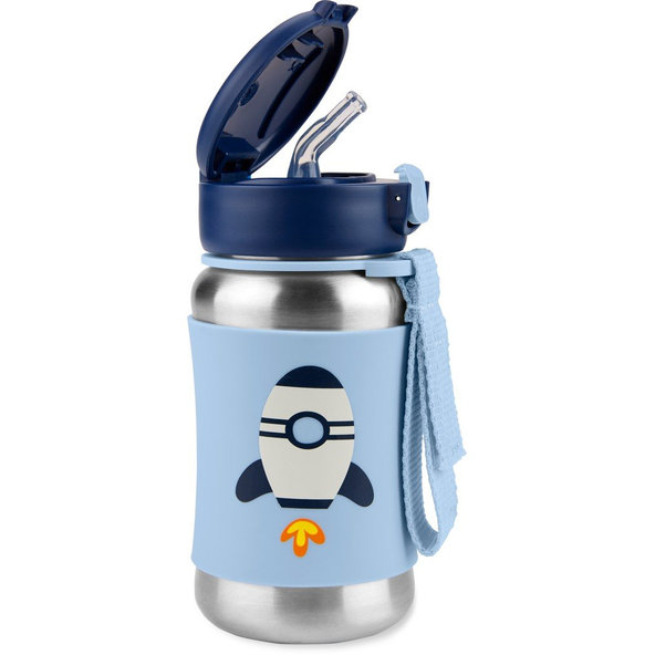 SKIP HOP Spark Style Láhev na vodu s brčkem nerez Raketa 12 m+