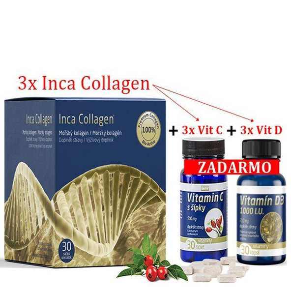 Inca Collagen mořský kolagen v prášku 3 × 30 sáčků s vitaminy C a D