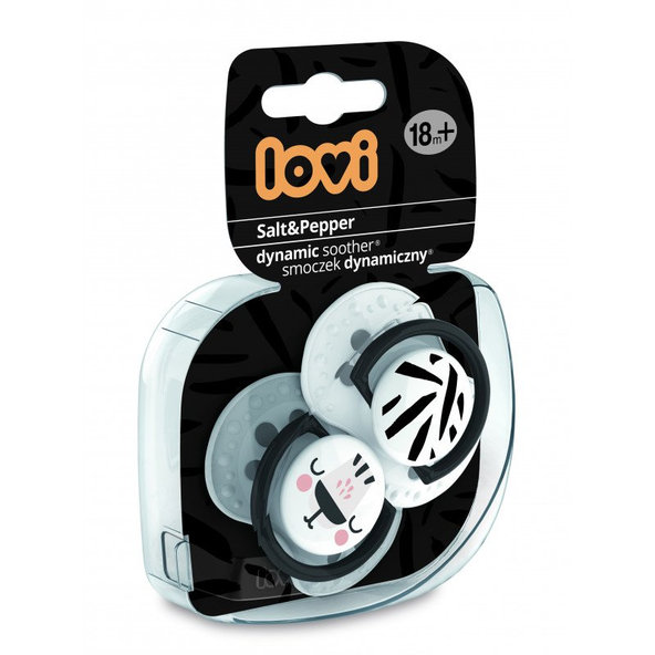 LOVI Salt & Pepper Dudlík dynamický silikonový 18 m+ 2 ks
