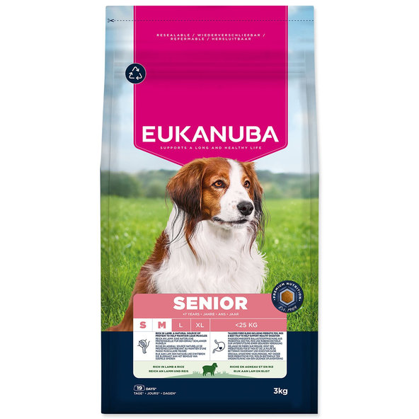 cEukanuba krmivo pro psy Senior Small a Medium jehněčí 3 kg