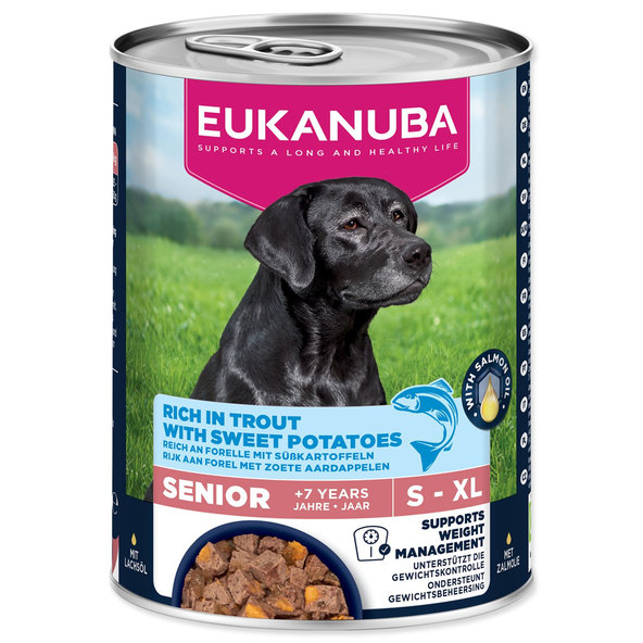 Eukanuba konzerva pro psy Senior pstruh s batáty 400 g