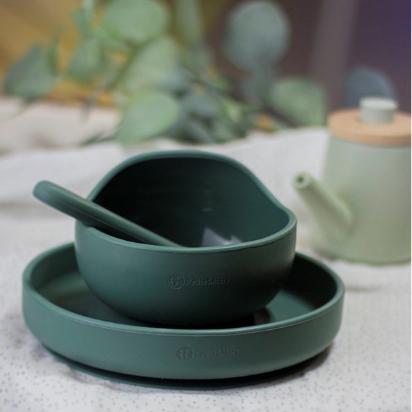 PETITE&MARS silikonový talíř s přísavkou TAKE&MATCH Misty Green 6 m+