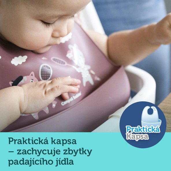Canpol Babies bryndák silikonový s kapsou Bonjour Paris béžový