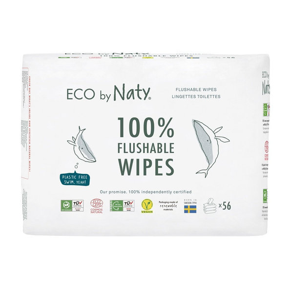Eco by Naty vlhčené obrúsky splachovateľné bez vône 3×56 ks