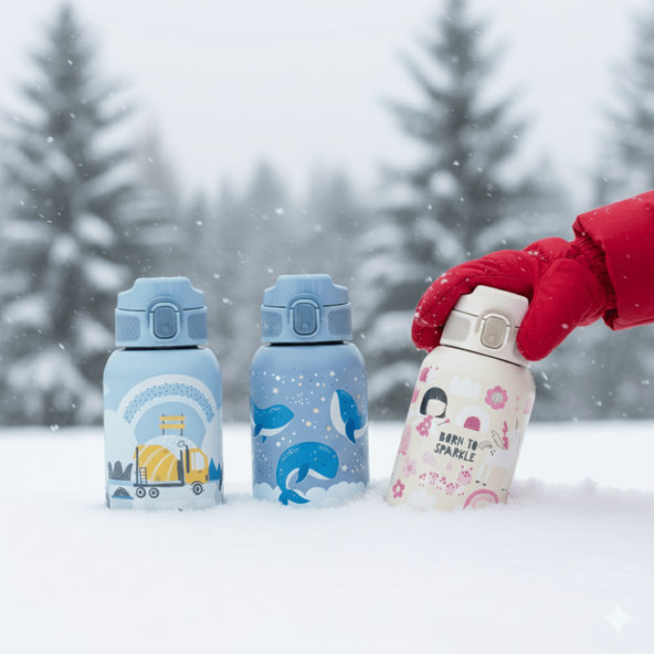 PETITE&MARS nerezová termo láhev Whale Song 350 ml 12m+