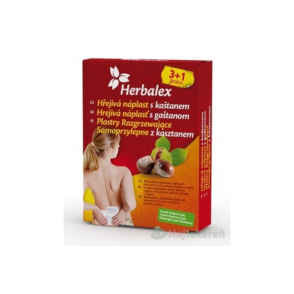 Herbalex hřejivá náplast s kaštanem na bolest 4 ks
