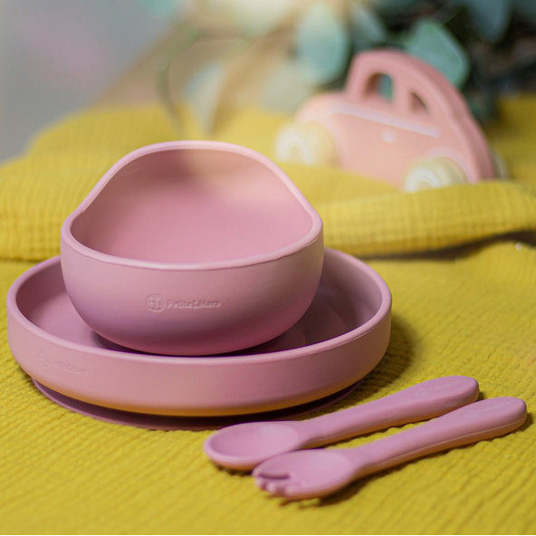 PETITE&MARS jídelní set TAKE&MATCH Dusty Rose 6 m+ 3 ks