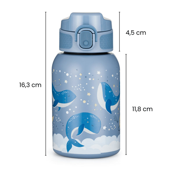 PETITE&MARS nerezová termo láhev Whale Song 350 ml 12m+