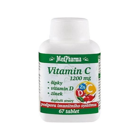 MedPharma Vitamin C 1200 mg + šípky + vitamin D + zinek 67 tablet