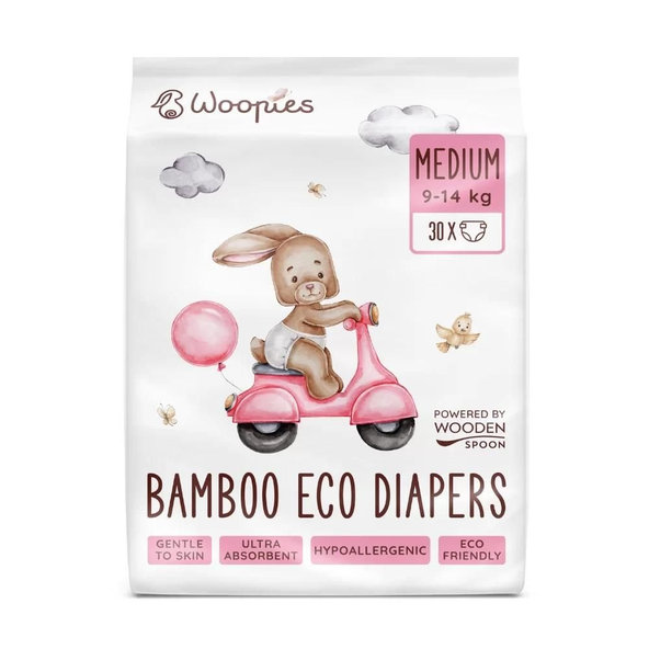 Wooden Spoon Woopies dětské EKO plenky Medium 9–14 kg 30 ks