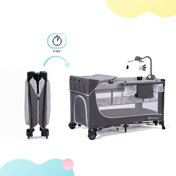 Kinderkraft cestovná postieľka Leody Grey