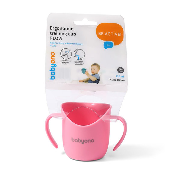 Babyono ergonomický hrneček s oušky 120 ml růžový 6 m+