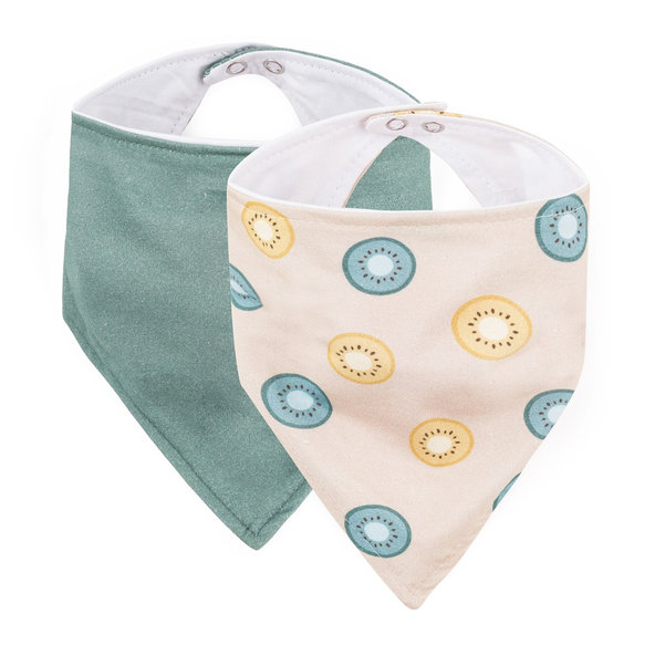 Petite&Mars bryndák bandana Luke Beige Kiwis Misty Green 3 m+ 2 ks
