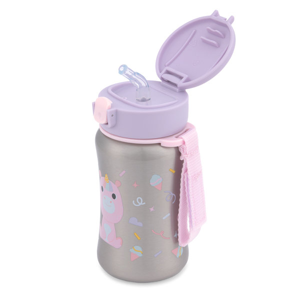 Skip Hop Besties Squad nerezová láhev s brčkem 12 m+ 350 ml