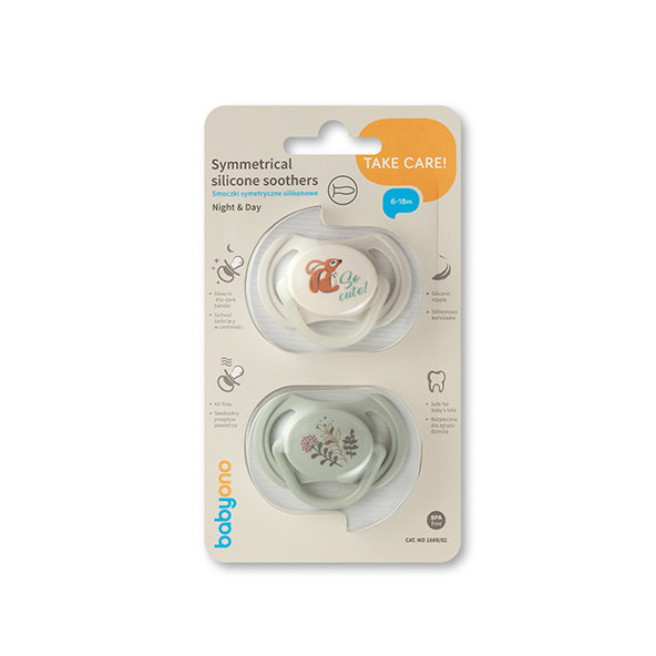 Babyono silikonové symetrické dudlíky 6–18 m 2 ks