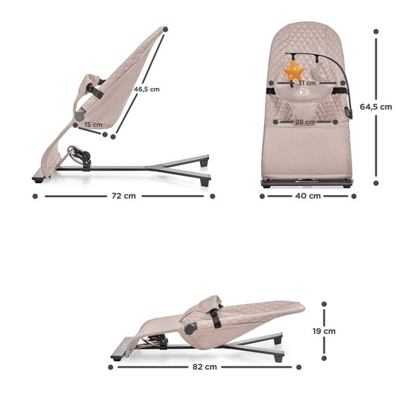 Kinderkraft hojdacie lehátko Mimi Beige 0–9 kg